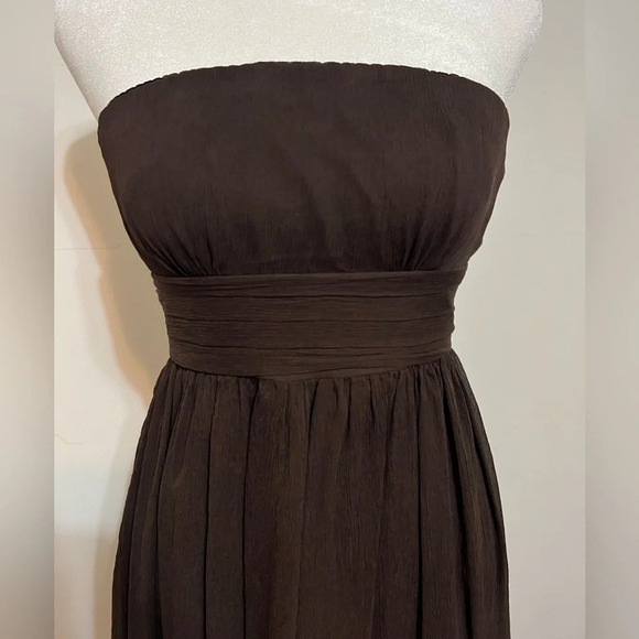J. Crew Strapless Silk Chiffon Dress. Size 0.  Chocolate brown - Picture 6 of 15